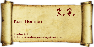 Kun Herman névjegykártya